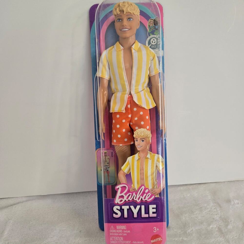 Barbie Fashionistas Ken Doll #252 Blonde Mullet Orange & Yellow Shirt NEW